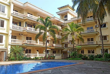 Exterior View with pool at Service Apartment in Goa